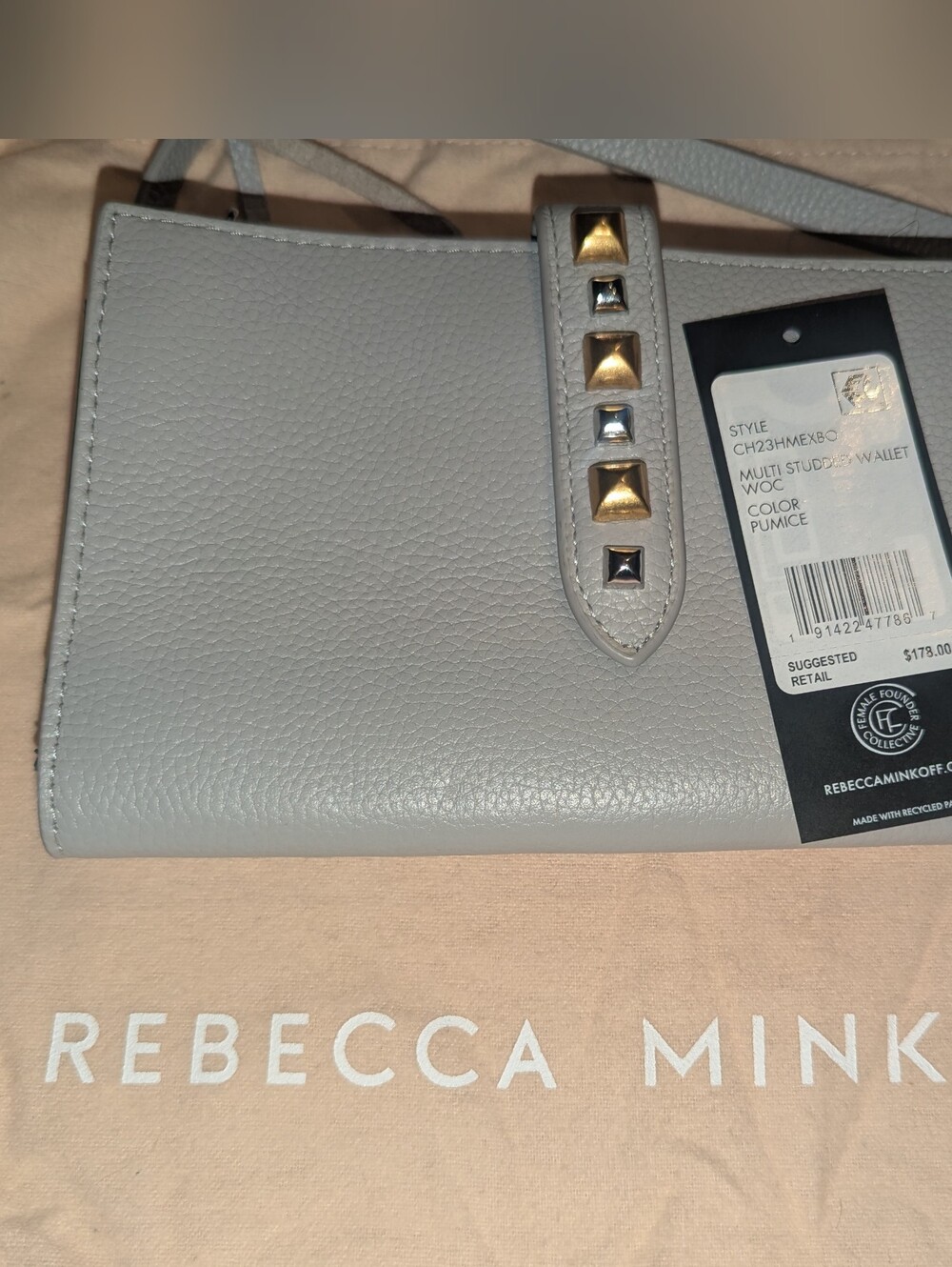 Rebecca Minkoff Pumice Leather Studded Wallet